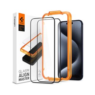 シュピゲン(Spigen)のiPhone 14 Pro 用 ガイド枠付き  保護 フィルム 2枚入(保護フィルム)