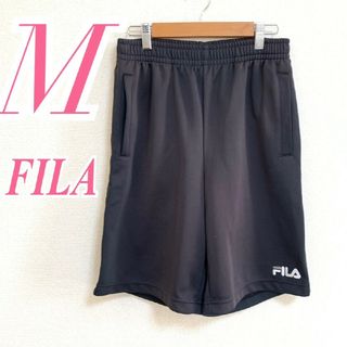 フィラ　ハーフパンツ　M　ブラック　グレー　ホワイト　スポーツウェア　ロゴ　ポリ