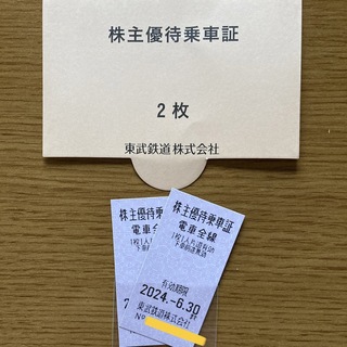 東武鉄道 株主優待 電車全線 乗車証 乗車券 切符 2枚(鉄道乗車券)