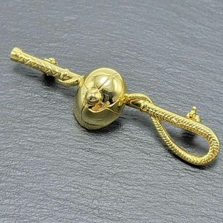 Vintage brooch Cap Whip jockey 帽子 鞭 ゴールド(ブローチ/コサージュ)