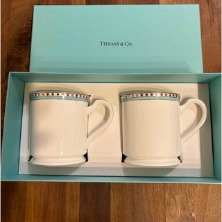 ティファニー(Tiffany & Co.)の【最終お値下げ】ティファニー　プラチナブルーバンド　マグカップ　ペアセット(グラス/カップ)