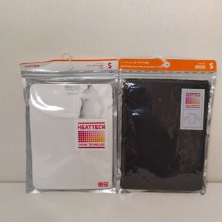 ユニクロ(UNIQLO)のユニクロ ヒートテック UネックT 八分袖 Sサイズ 2枚組 白・黒(Tシャツ(長袖/七分))