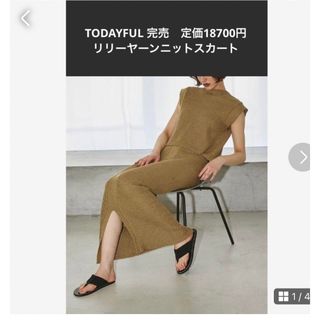 トゥデイフル(TODAYFUL)のTODAYFUL 完売品　裏地付きリリーヤーンニットスカート(ロングワンピース/マキシワンピース)