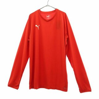 プーマ(PUMA)の未使用 プーマ ロゴプリント トレーニング 長袖 ウェア XL レッド PUMA Tシャツ スポーツ メンズ 古着 【231231】 メール便可(トレーニング用品)