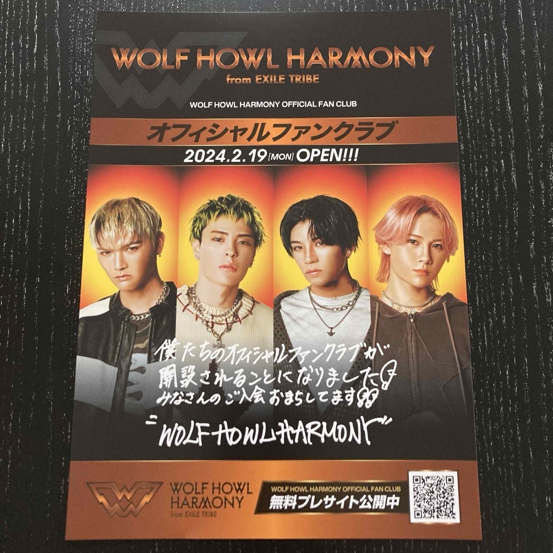 EXILE TRIBE(エグザイル トライブ)のWOLF HOWL HARMONY ウルフ　フライヤー　サイン　FC 新品　美品 エンタメ/ホビーのタレントグッズ(ミュージシャン)の商品写真