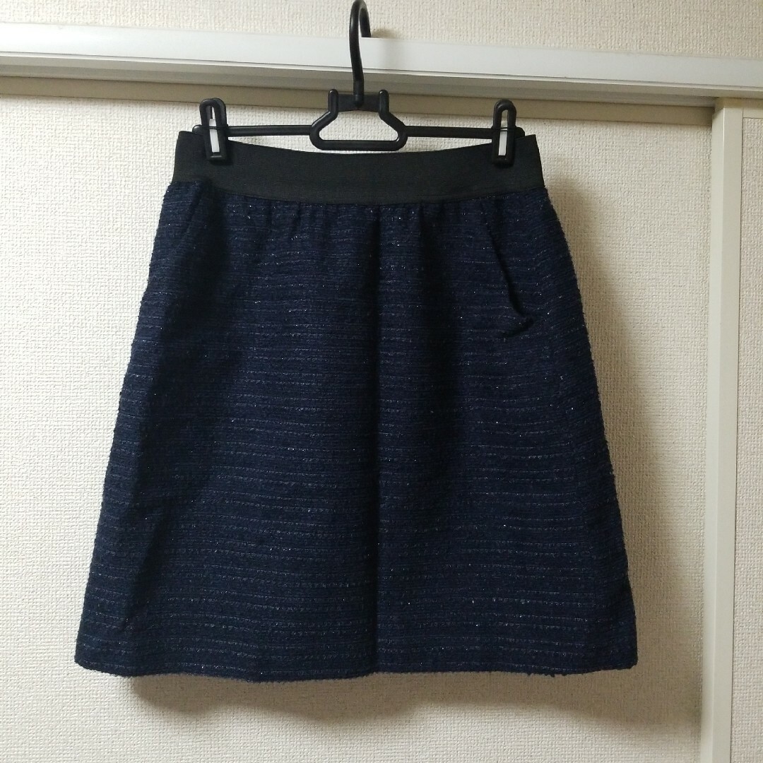 ネイビー　スカート レディースのスカート(ひざ丈スカート)の商品写真