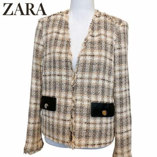 ザラ(ZARA)のZARA　ザラ　ノーカラー　ツイード　ジャケット　金ボタン　卒園　入園　フォーマ(ノーカラージャケット)