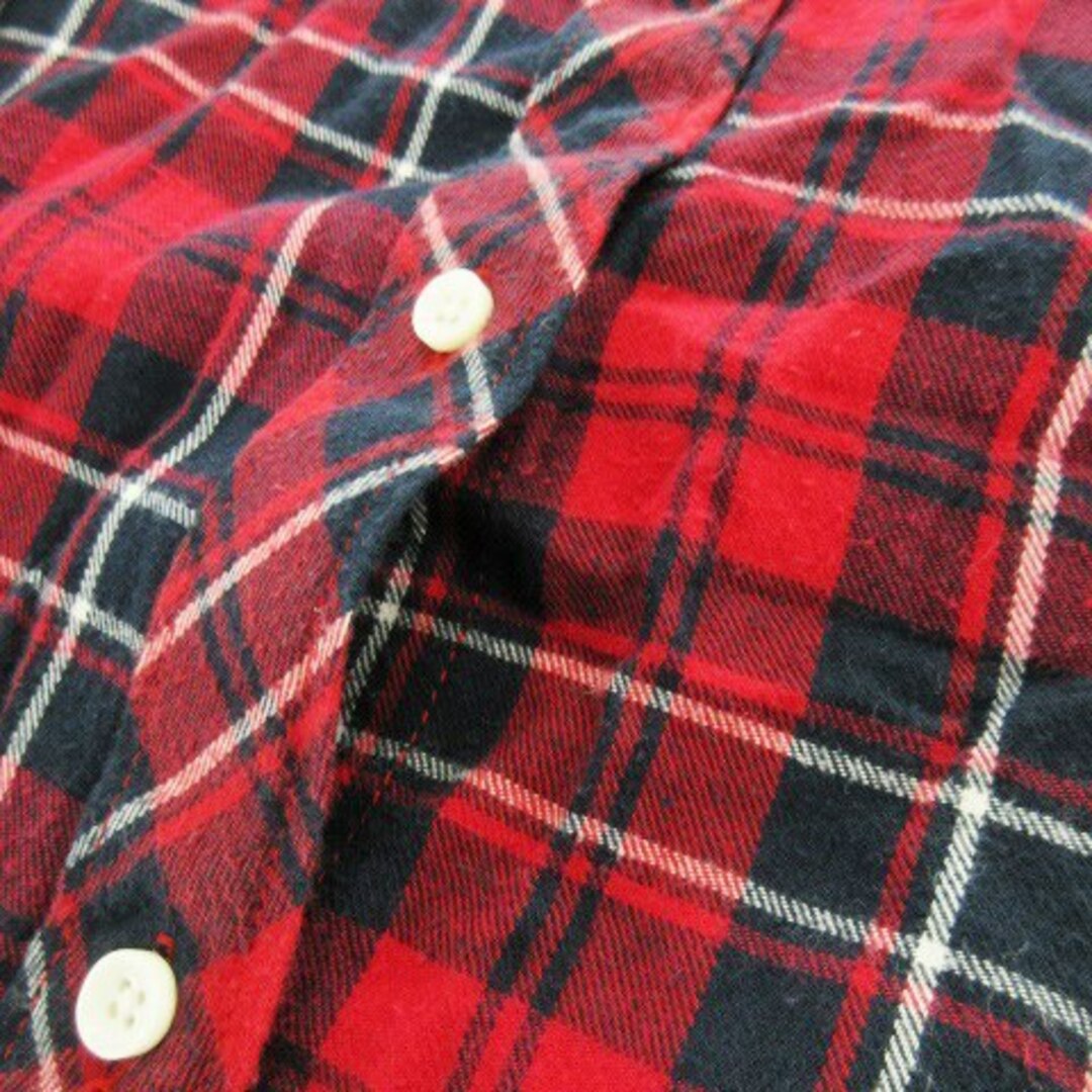 ボンメルスリー ネルシャツ 長袖 カジュアル コットン チェック 総柄 40 赤 レディースのトップス(シャツ/ブラウス(長袖/七分))の商品写真