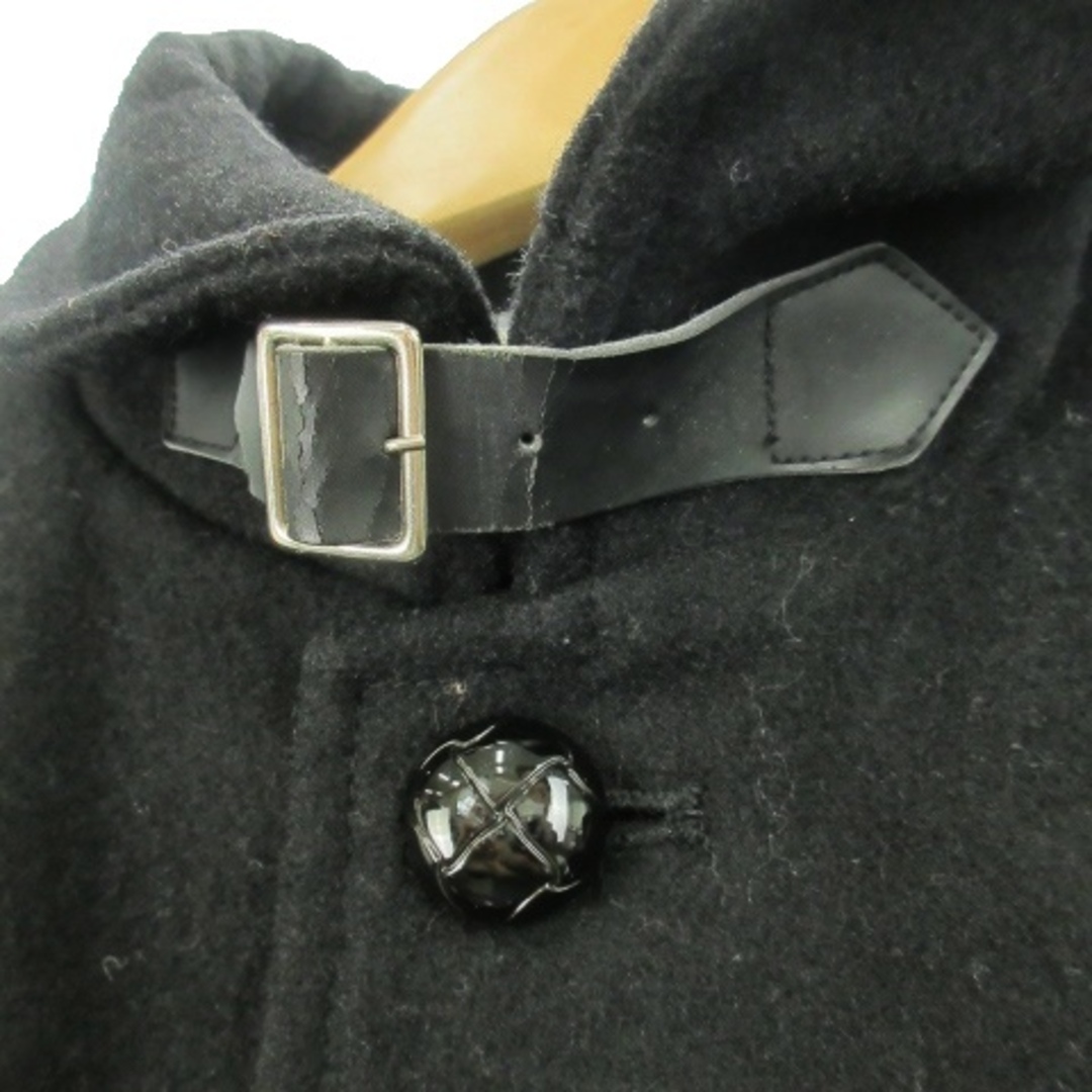 ビームスハート コート ステンカラー  ウール ショート丈 裏地チェック L 黒 メンズのジャケット/アウター(ステンカラーコート)の商品写真