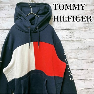 トミーヒルフィガー(TOMMY HILFIGER)のTOMY HILFIGER パーカー　刺繍　ユニセックス　前ポケット　古着　ロゴ(パーカー)