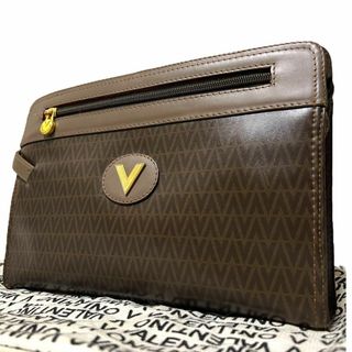 MARIO VALENTINO - 美品　マリオバレンチノ　セカンドバッグ　クラッチバッグ　ロゴ金具　V　ブラウン