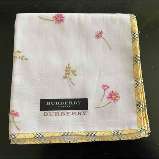 バーバリー(BURBERRY)の希少　タグシール付　バーバリー　ハンカチ　パープル　花柄　チェック(ハンカチ)