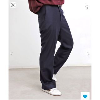 アパルトモンドゥーズィエムクラス(L'Appartement DEUXIEME CLASSE)のご専用FLANNEL STRAIGHT PANTS  ネイビー34(カジュアルパンツ)