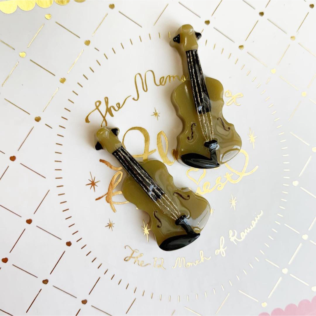 【458】ブラウンバイオリンヘアゴム2個セット 楽器の弦楽器(ヴァイオリン)の商品写真