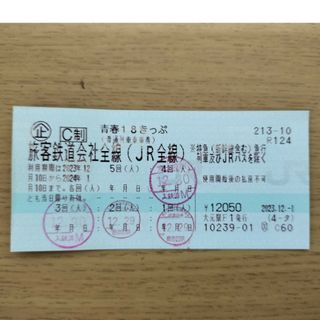 ジェイアール(JR)の青春18きっぷ　1回分　本日〜明日発送(鉄道乗車券)