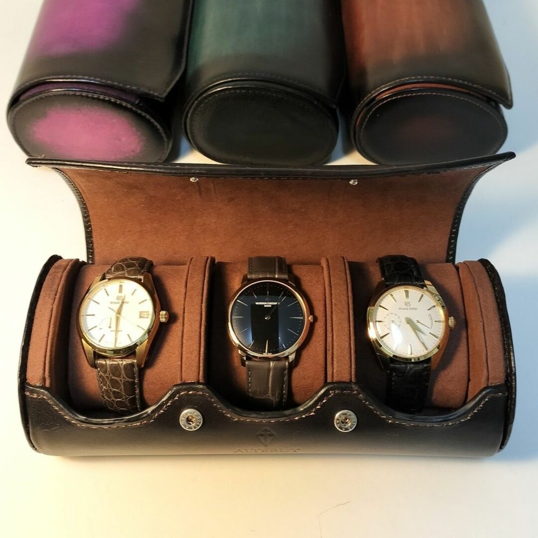 パティーヌレザー 本革 オーダー ウォッチケース ウォッチロール　ブラウン メンズの時計(その他)の商品写真