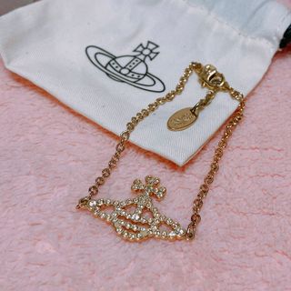 ヴィヴィアンウエストウッド(Vivienne Westwood)の【ヴィヴィアン】ゴールド　オーブ　クリスタル　ブレスレット(ブレスレット/バングル)