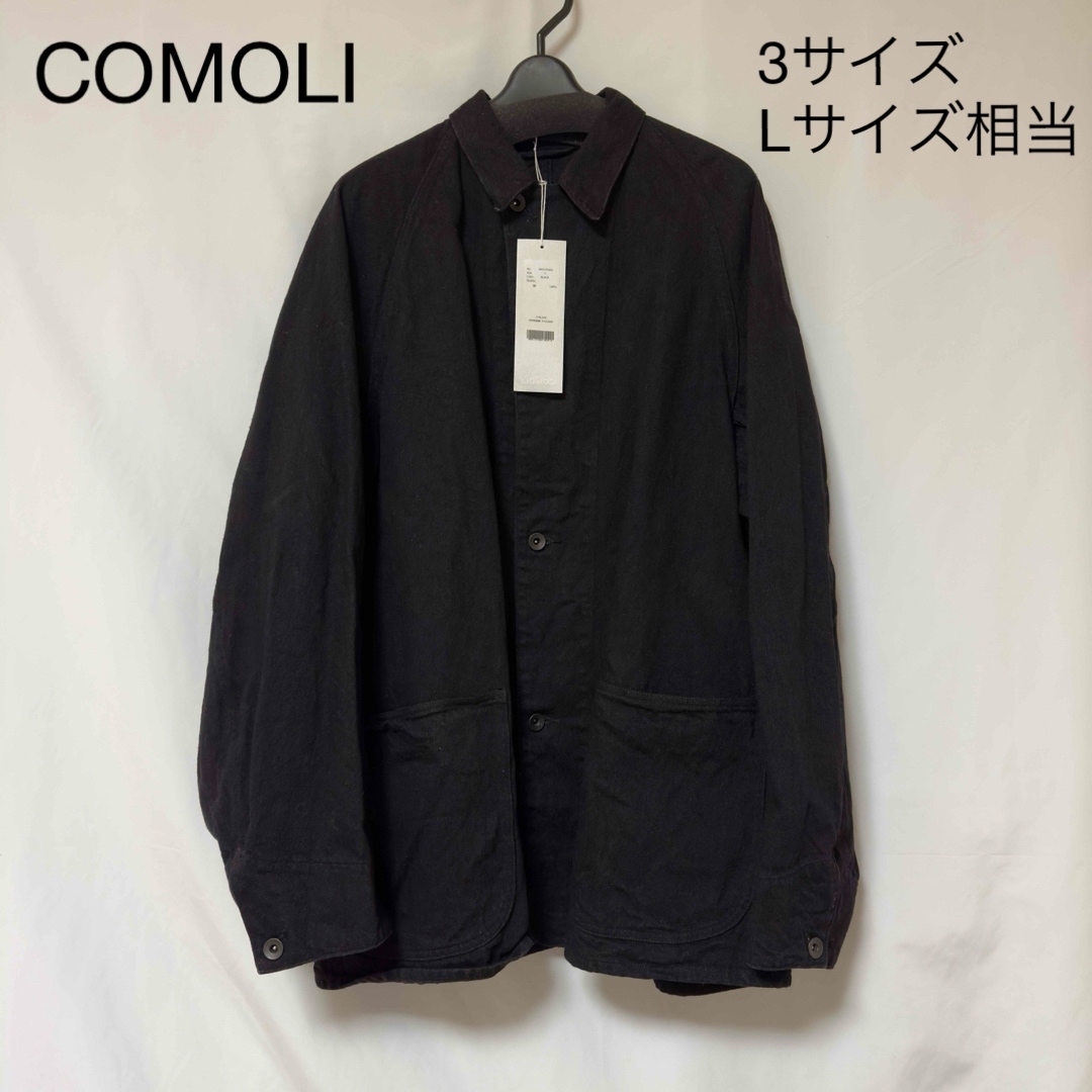 Gジャン/デニムジャケットCOMOLI デニム ワークジャケット ブラック 3サイズ 22SS