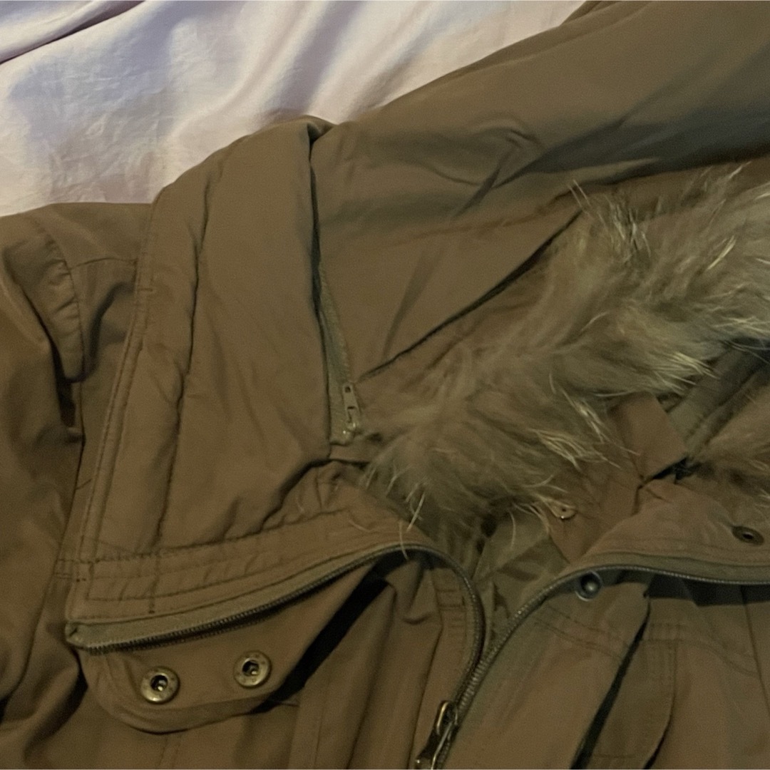 pattern レディース ミニタリージャケット カーキ フード ファー ロング レディースのジャケット/アウター(ミリタリージャケット)の商品写真