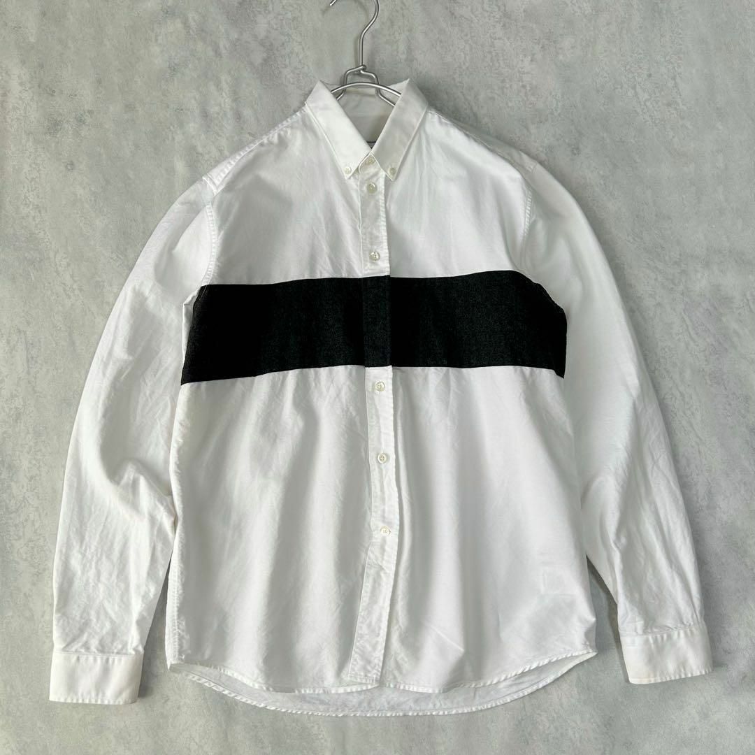 約44cm身幅【ami】AMI PARIS 長袖シャツ 配色デザイン ホワイト×グレー  41