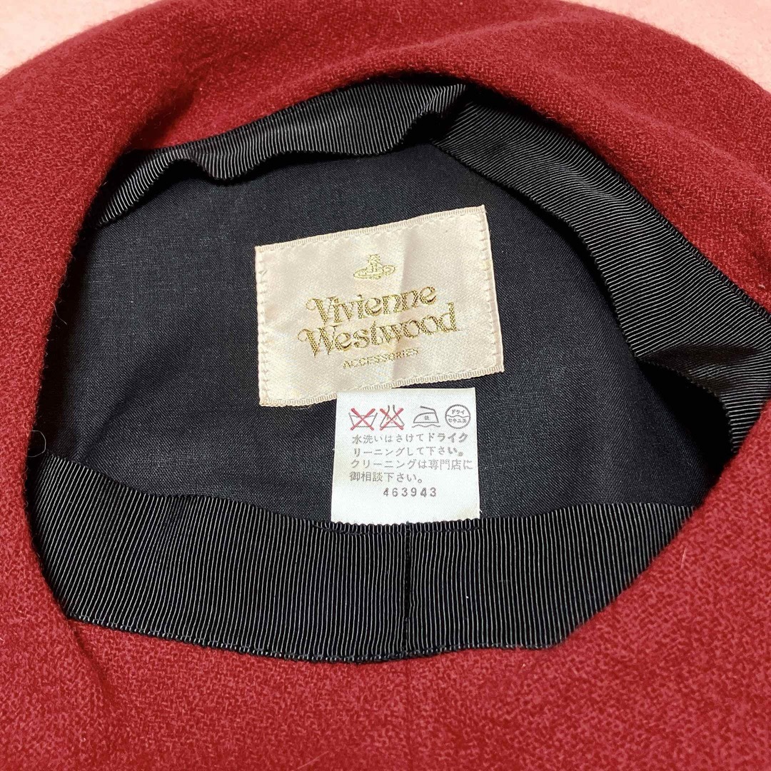 Vivienne Westwood(ヴィヴィアンウエストウッド)の廃盤【ヴィヴィアン】渦巻き　ベレー帽　赤　レッド レディースの帽子(ハンチング/ベレー帽)の商品写真