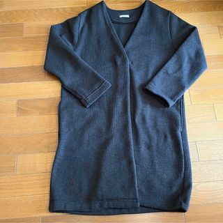honeys ハニポカ アウター コート ノーカラー 襟なし ブラック Vネック