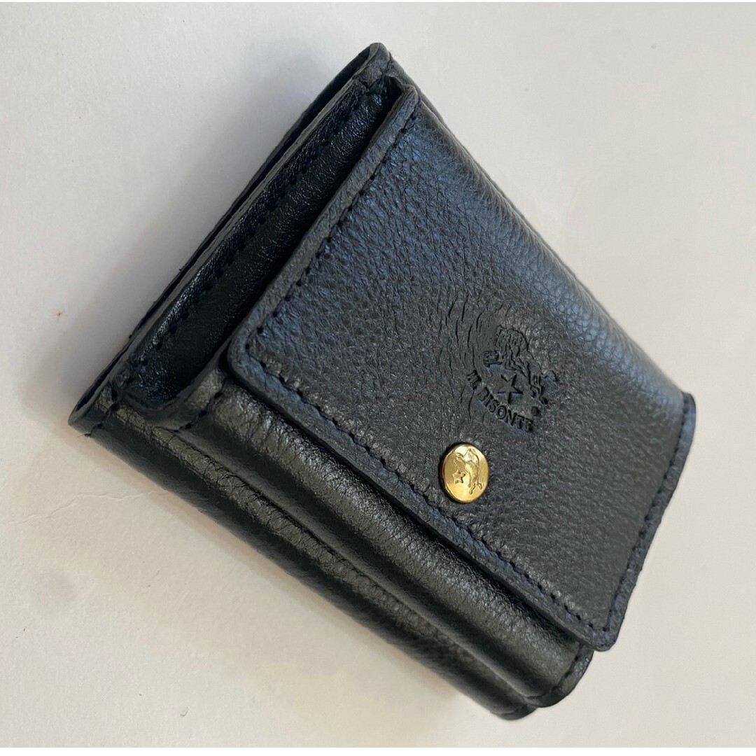 折り財布【IL BISONTE】新品未使用 折り財布トリフォルドウォレット黒コンパクト