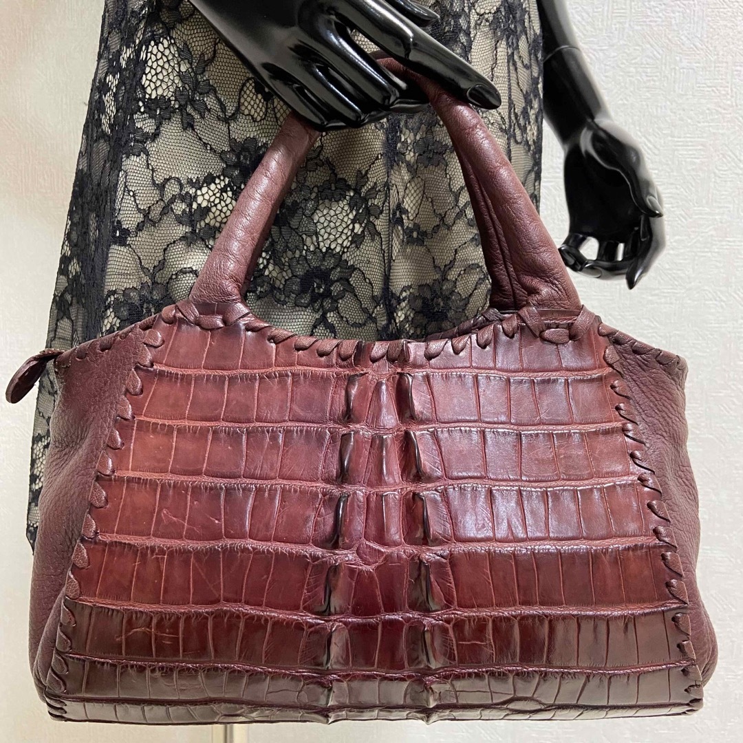 IBIZA(イビザ)の꧁ IBIZA イビサ 背ワニ ホーンバック リアルクロコダイルハンドバッグ レディースのバッグ(ハンドバッグ)の商品写真