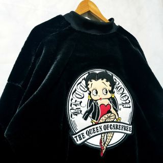 ベティブープ(Betty Boop)のBettyBoop（ベティブープ）新品　ファー　ジャケット　刺繍　黒色　Lサイズ(ブルゾン)