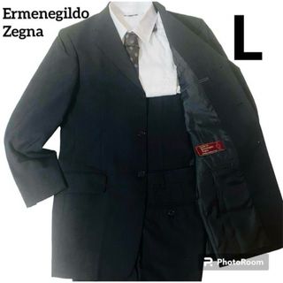 エルメネジルドゼニア(Ermenegildo Zegna)の【極美品】エルメネジルドゼニア　セットアップ　チャコール　ダークグレー　Lサイズ(セットアップ)