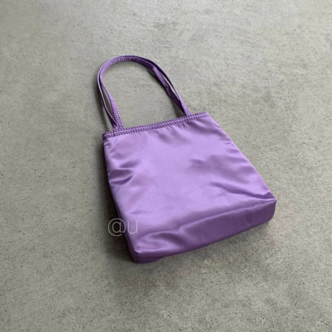 新春SALE‼️サテン カラー バッグ ハンドバッグ ミニトート 紫 色物  レディースのバッグ(ハンドバッグ)の商品写真