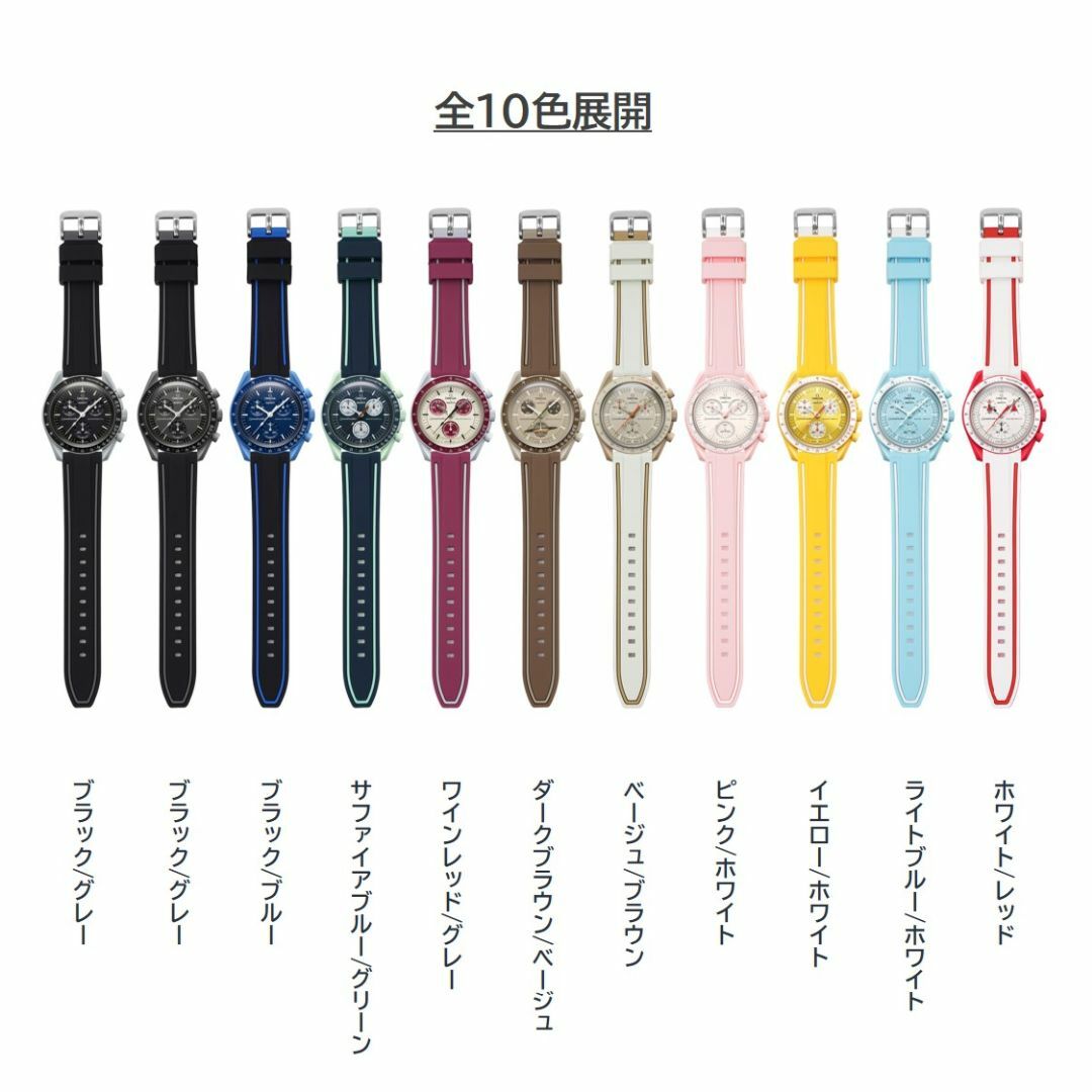 Omega×Swatchラバーベルト ラグ20mm ブラック/グレー メンズの時計(ラバーベルト)の商品写真