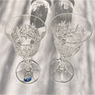 ボヘミア クリスタル(BOHEMIA Cristal)の【美品】BOHEMIA チェコ ボヘミアングラス　クリスタルガラス ハンドカット(グラス/カップ)