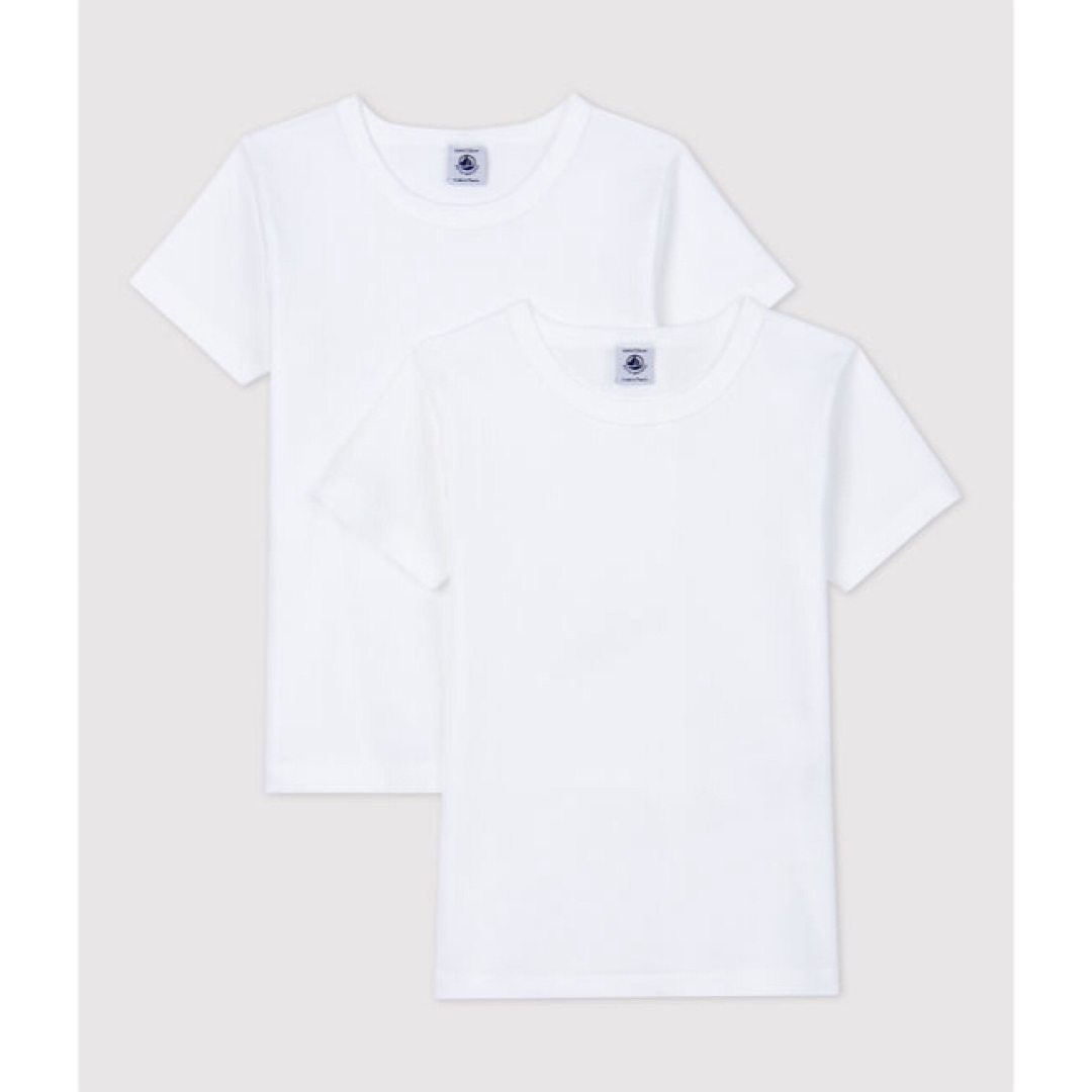 PETIT BATEAU(プチバトー)の専用！新品未使用  プチバトー  ホワイト半袖Tシャツ  2枚組  12ans キッズ/ベビー/マタニティのキッズ服男の子用(90cm~)(下着)の商品写真