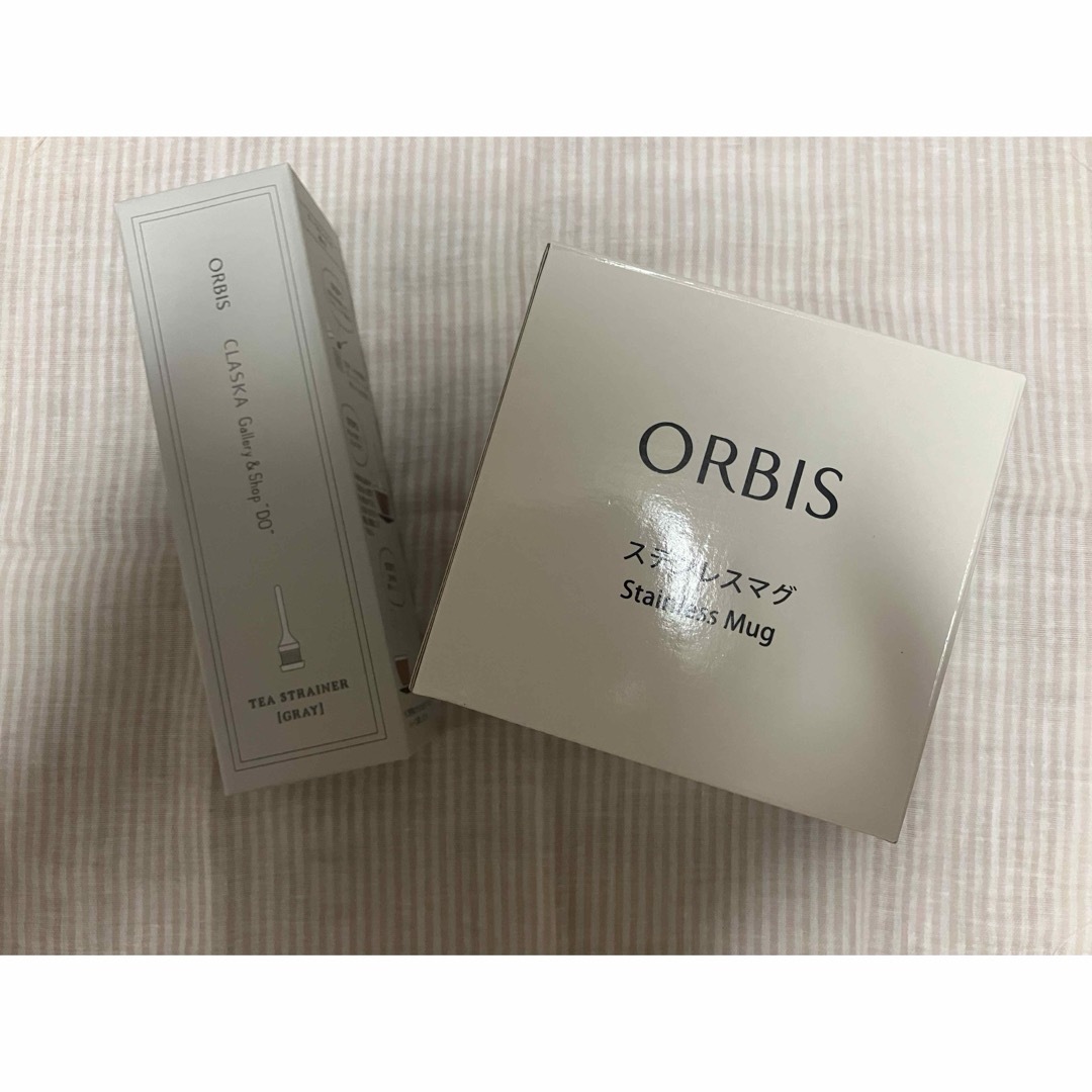 ORBIS(オルビス)のオルビス　ステンレスマグカップ　ティーストレーナー　セット エンタメ/ホビーのコレクション(ノベルティグッズ)の商品写真