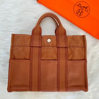 エルメス(Hermes)の【極美品】HERMES エルメス　フールトゥ　ハーフレザー　ハンドバッグ(ハンドバッグ)