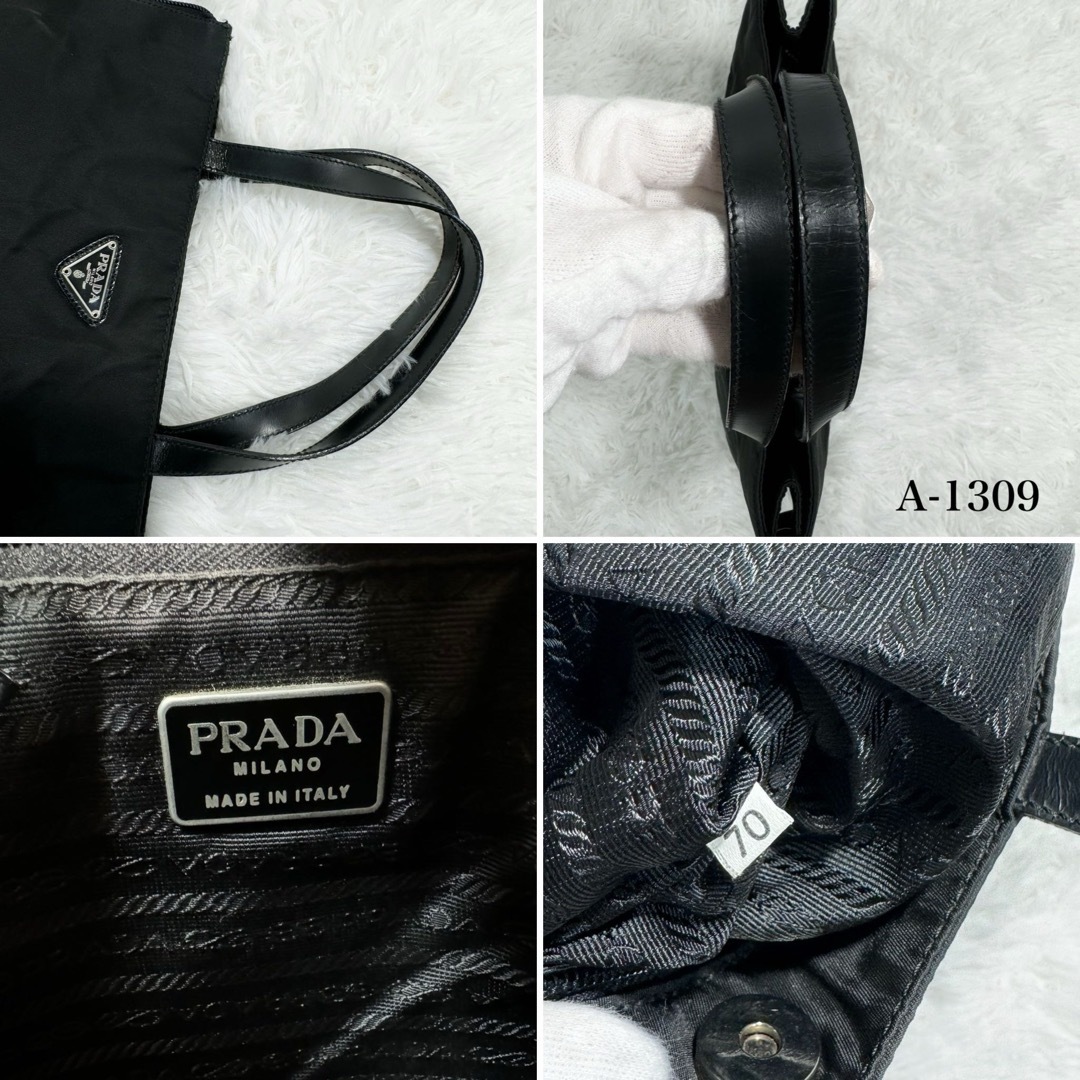 美品✨PRADA プラダ　ナイロン×レザー　トートバッグ　ハンドバッグ　三角ロゴ