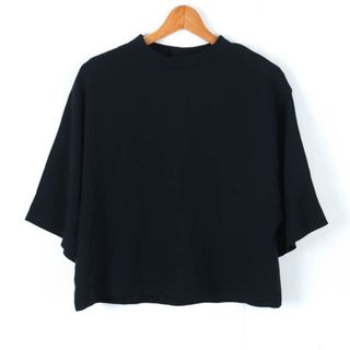 ユニクロ(UNIQLO)のユニクロ 半袖ブラウス 後ろボタン  レディース Sサイズ ネイビー UNIQLO(シャツ/ブラウス(長袖/七分))