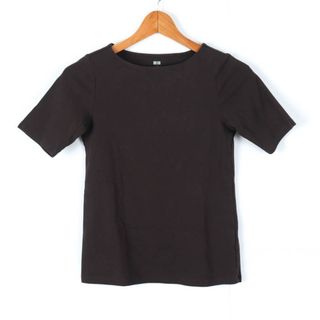 ユニクロ(UNIQLO)のユニクロ 半袖Tシャツ ボートネック レディース Sサイズ ブラウン UNIQLO(Tシャツ(半袖/袖なし))