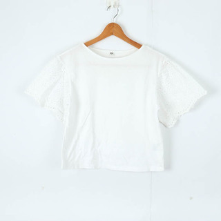 ユニクロ(UNIQLO)のユニクロ 半袖Tシャツ 袖レース ブラウス レディース XSサイズ ホワイト UNIQLO(Tシャツ(半袖/袖なし))