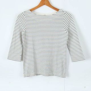 ユニクロ(UNIQLO)のユニクロ 長袖Tシャツ ボーダー柄 レディース Sサイズ ホワイト×ブラック UNIQLO(Tシャツ(長袖/七分))