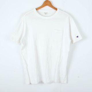 チャンピオン(Champion)のチャンピオン 半袖Tシャツ 胸ポケット 無地 スポーツウエア メンズ Lサイズ ホワイト Champion(Tシャツ/カットソー(半袖/袖なし))