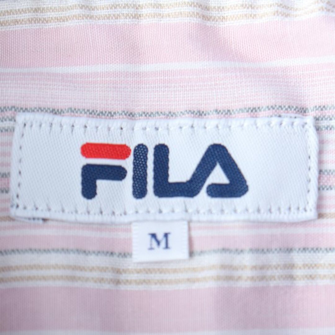 FILA(フィラ)のフィラ 半袖シャツ ストライプ柄 スポーツウエア メンズ Mサイズ ピンク FILA メンズのトップス(シャツ)の商品写真