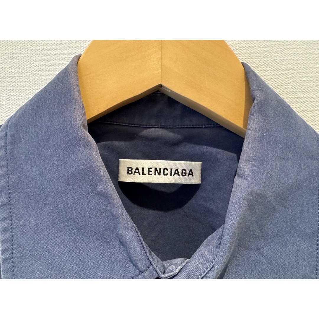 Balenciaga(バレンシアガ)のBALENCIAGA バックロゴ  コットンシャツ 34 ネイビー メンズのトップス(シャツ)の商品写真