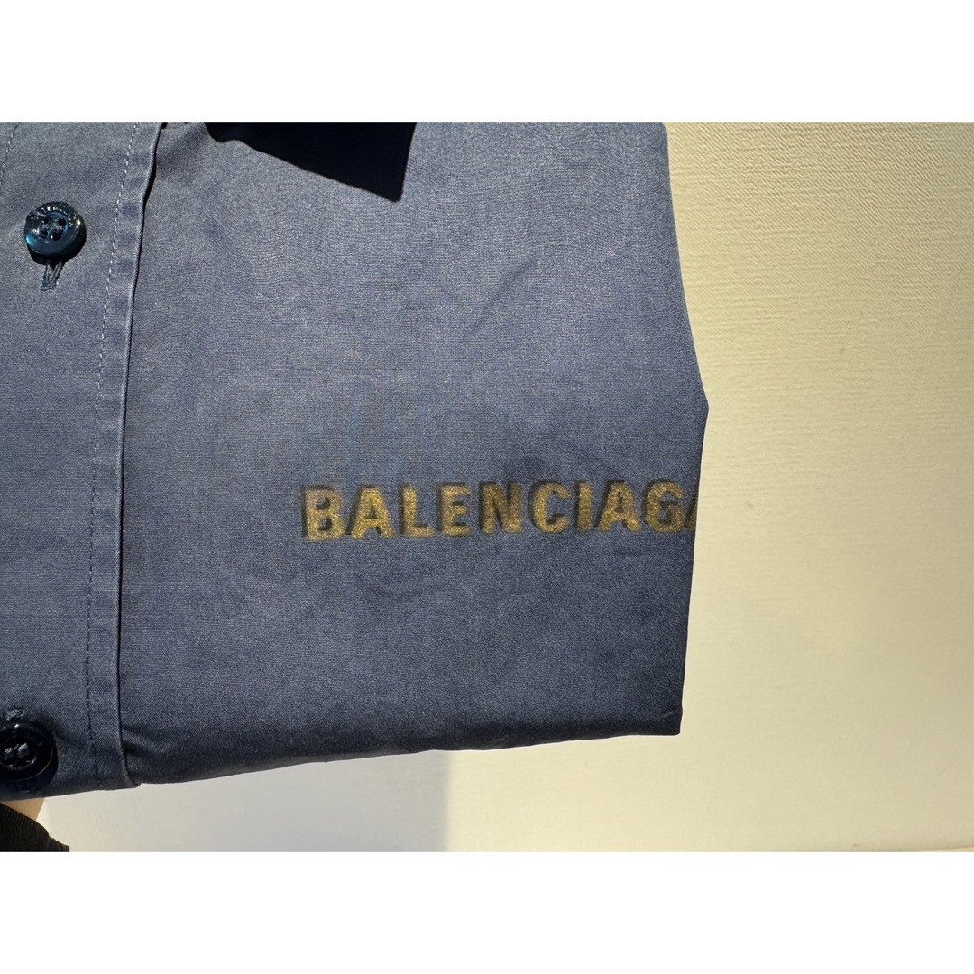Balenciaga(バレンシアガ)のBALENCIAGA バックロゴ  コットンシャツ 34 ネイビー メンズのトップス(シャツ)の商品写真