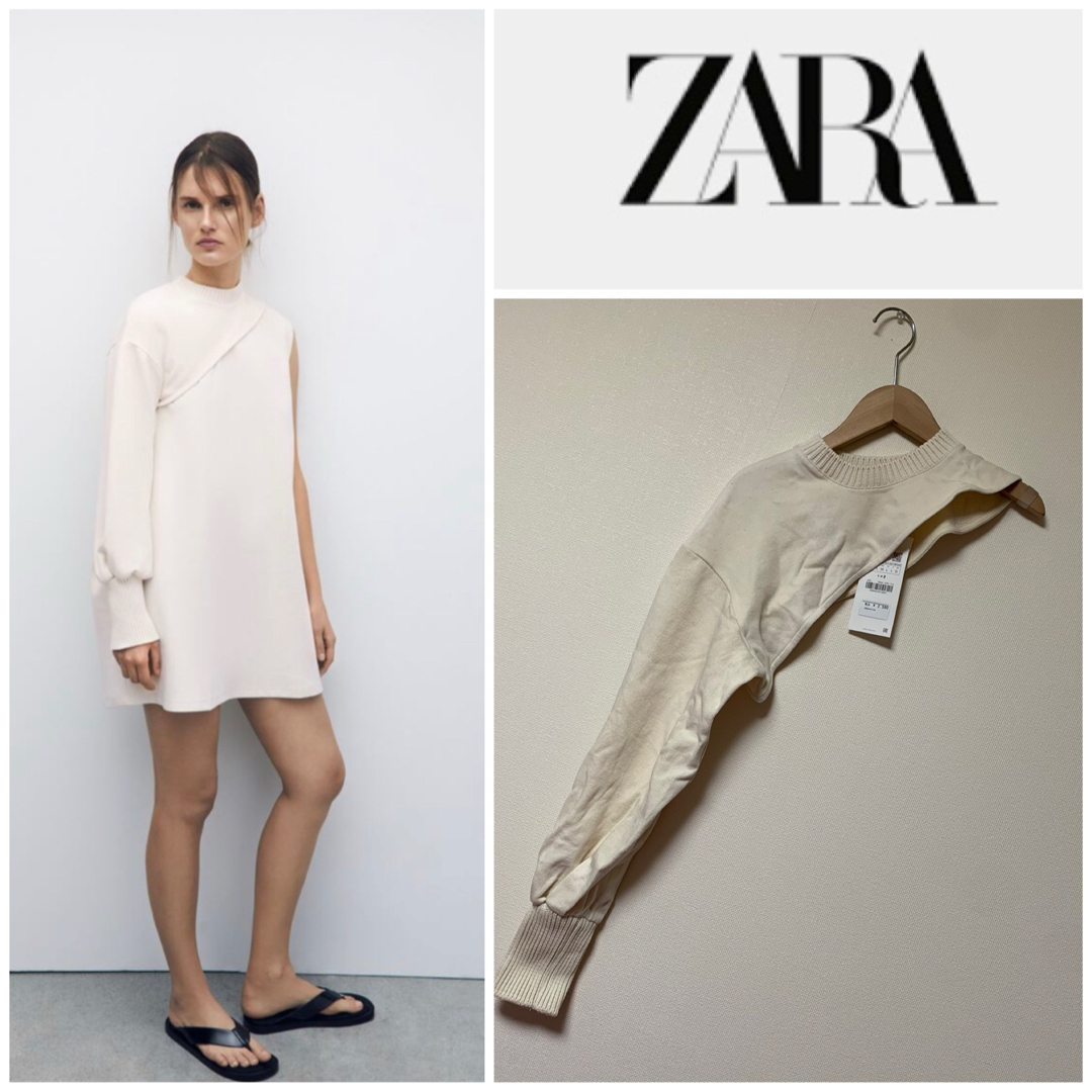 ZARA(ザラ)のZARA♡アシンメトリークロップドスウェットシャツ レディースのトップス(トレーナー/スウェット)の商品写真