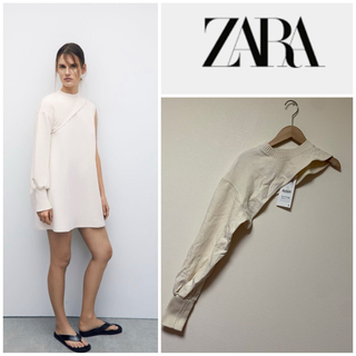 ザラ(ZARA)のZARA♡アシンメトリークロップドスウェットシャツ(トレーナー/スウェット)