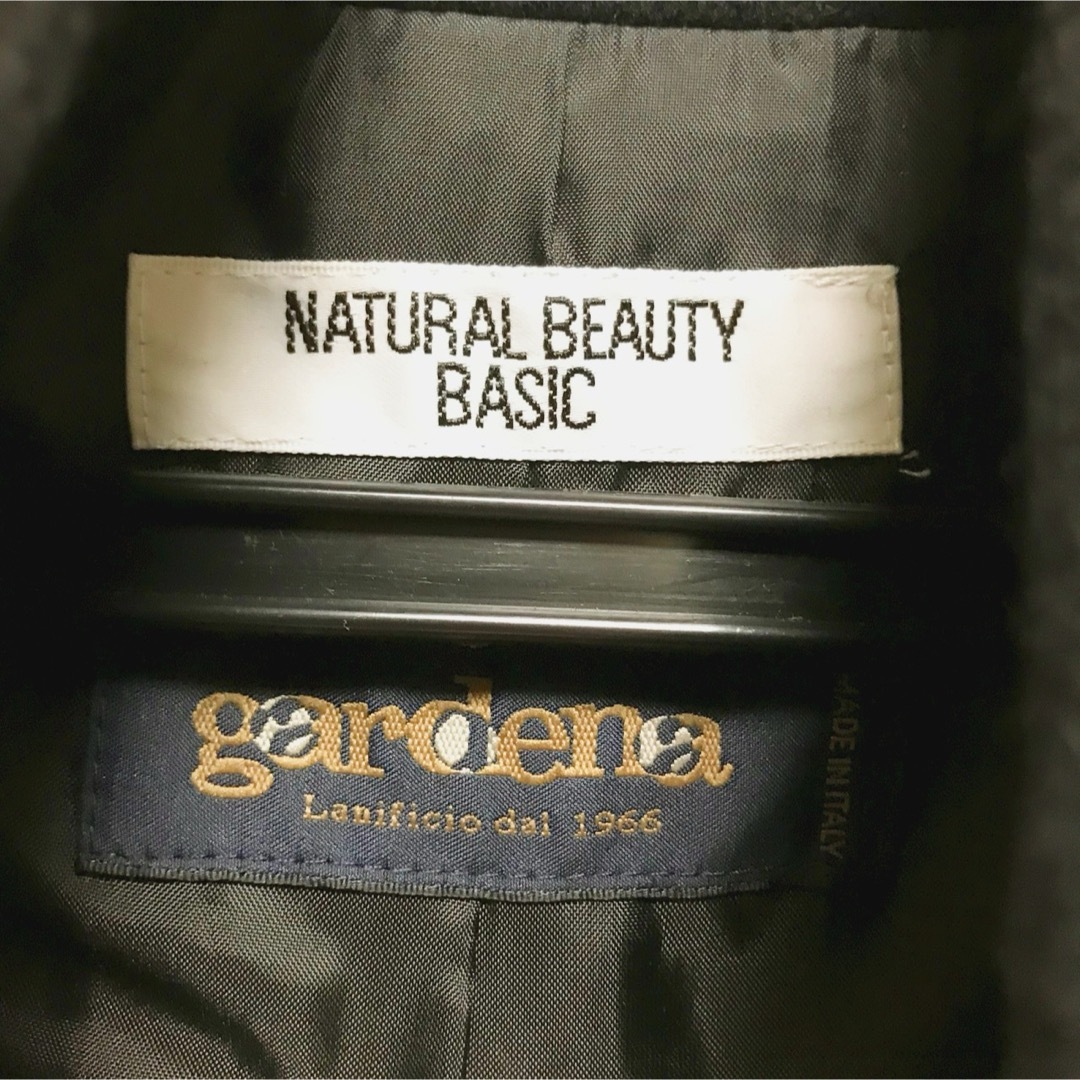 NATURAL BEAUTY BASIC(ナチュラルビューティーベーシック)のNatural beauty basic 黒　ウエストベルト付　ピーコート レディースのジャケット/アウター(ピーコート)の商品写真