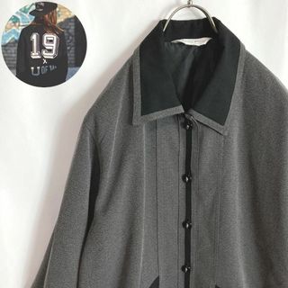 ヴィンテージ(VINTAGE)のレトロ古着 ブルゾン ジャケット 上品 切り替え モノトーン グレー灰色 黒色(その他)