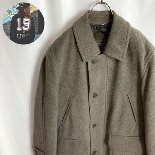 ヴィンテージ(VINTAGE)のレトロ古着 ウールコート カシミア混フルジップ グレー ペイズリー柄バティック柄(ステンカラーコート)